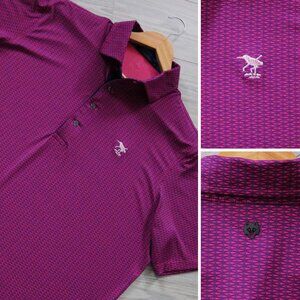 'The Creek' Men's L Purple Performance Golf Polo Shirt Greyson Geometric Print